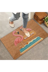 Valerine Life Pembe Flamingo Çifti Welcome Kapı Önü Paspası 45x70cm