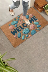 Valerine Life Renkli Midye ve Taşlar Welcome Kapı Önü Paspası 45x70cm