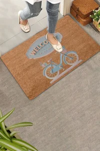 Valerine Life Rustik Mavi Pembe Bisiklet Welcome Kapı Önü Paspası 45x70cm