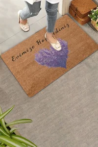 Valerine Life Sadakat Sembolü Lavanta Evimize Hoş Geldiniz Kapı Önü Paspası 45x70cm