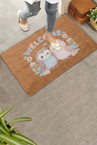 Valerine Life Sevimli Baykuş Çifti Welcome Kapı Önü Paspası 45x70cm