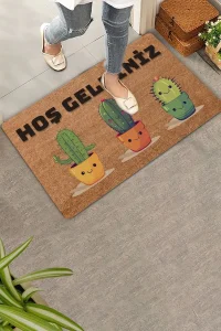 Valerine Life Sevimli Kaktüsler Hoş Geldiniz Kapı Önü Paspası 45x70cm