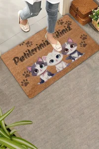 Valerine Life Sevimli Yavru Kediler Patilerinizi Silin Kapı Önü Paspası 45x70cm