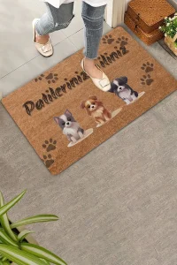 Valerine Life Üçlü Sevimli Yavru Köpekler Patilerinizi Silin Kapı Önü Paspası 45x70cm