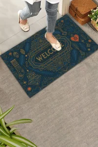 Valerine Life Art Deco Stili Yılbaşı Yeni Yıl Noel Welcome Hoş Geldiniz Kapı Önü Paspası 45x70cm