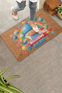 Valerine Life Yeni Doğan Balonlu Welcome Hoş Geldin Bebek Kapı Önü Paspası 45x70cm