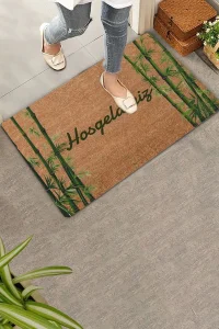 Valerine Life Yeşil İyi Şans Bambuları Hoş Geldiniz Kapı Önü Paspası 45x70cm