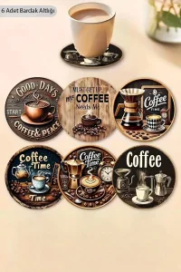 Valerine Life Ev Ofis Çay Fincan Bardak Altlığı 10x10cm Yıkanabilir Kaymaz 6lı Deri Coaster Seti