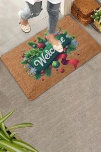 Valerine Life Yılbaşı Kapı Süsü Temalı Welcome Kapı Önü Paspası 45x70cm