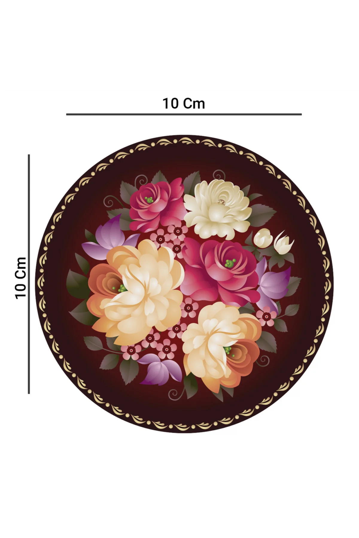 Valerine Life Sarı Pembe Gül Desenli Yıkanabilir Kaydırmaz Ofis Çay ve Fincan Bardak Altlığı 10x10cm 6 Adet