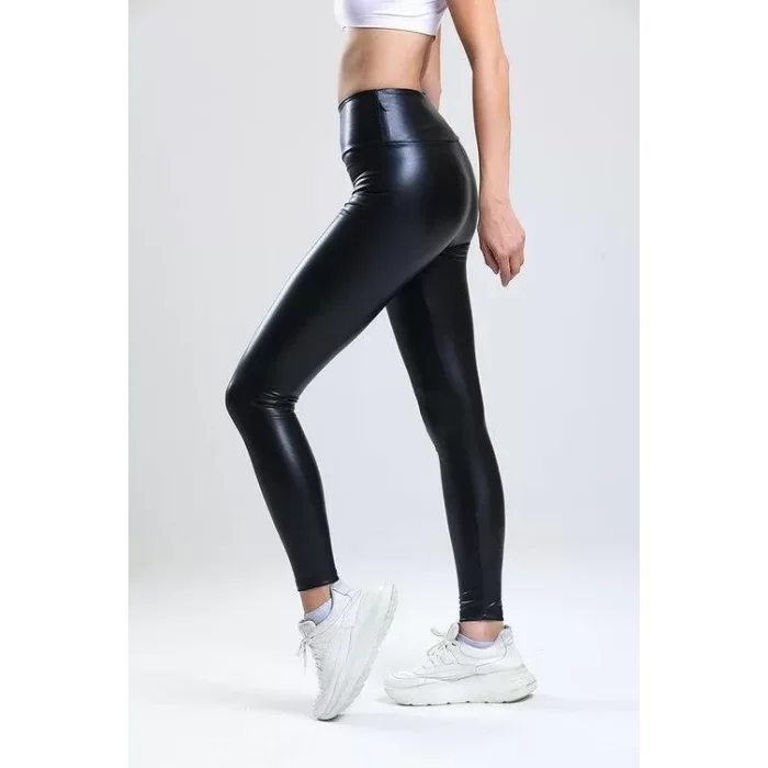 Lady Majestic Stella Toparlayıcı Push Up Yüksek Bel Vegan Deri Tayt 45029