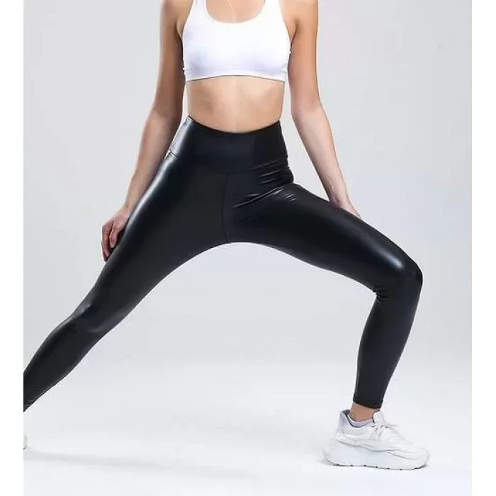 Lady Majestic Stella Toparlayıcı Push Up Yüksek Bel Vegan Deri Tayt 45029