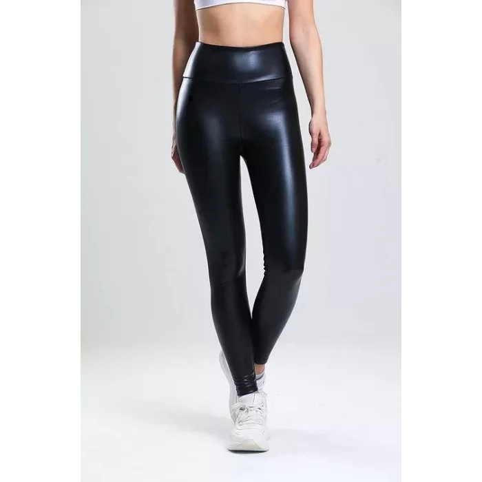 Lady Majestic Stella Toparlayıcı Push Up Yüksek Bel Vegan Deri Tayt 45029