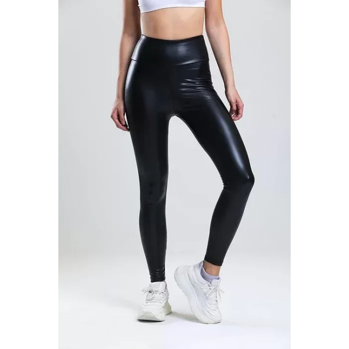 Lady Majestic Stella Toparlayıcı Push Up Yüksek Bel Vegan Deri Tayt 45029