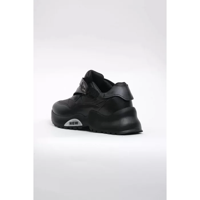 Mona Paraşüt Kumaş Vegan Deri Sneakers Fashion Siyah Spor Ayakkabı 45023