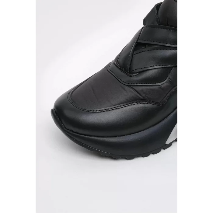 Mona Paraşüt Kumaş Vegan Deri Sneakers Fashion Siyah Spor Ayakkabı 45023