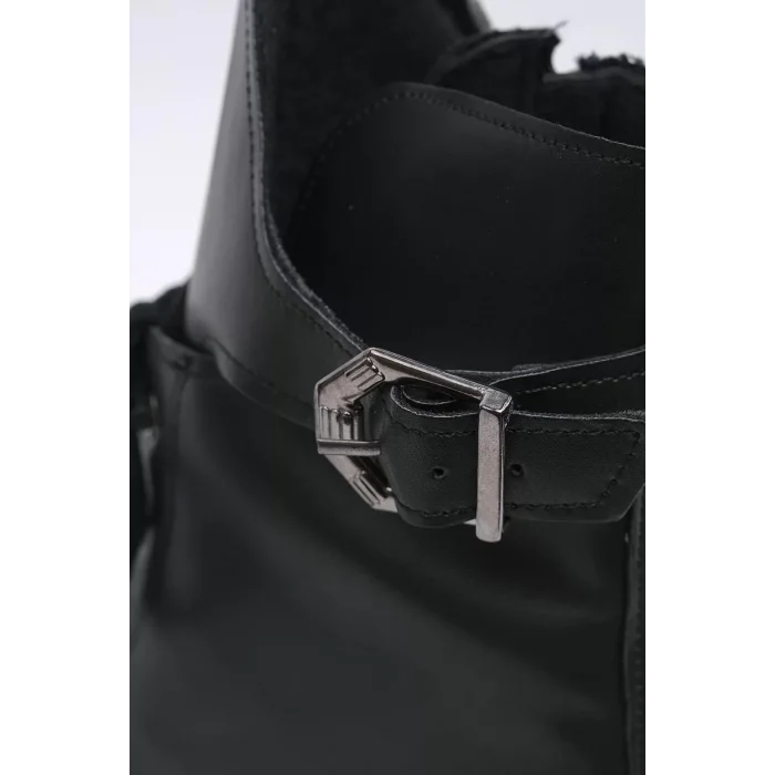 Kelly Bağcıklı Tokalı İçten Fermuarlı Vegan Deri Termal Yarım Bot 45028