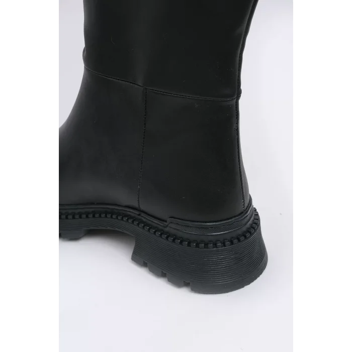 Capri Vegan Deri Termal Kauçuk Siyah Rengi Yarım Bot 45027