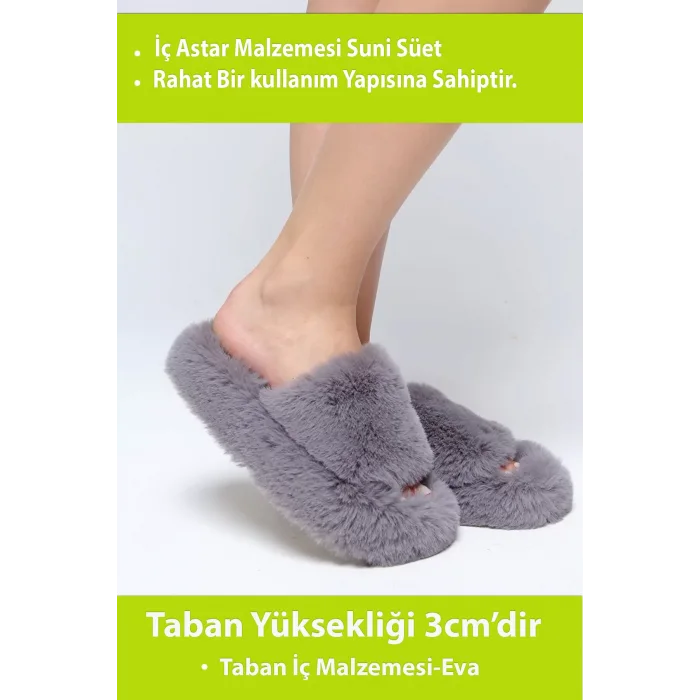 Hafif Eva Taban Peluş Terlik , Çeyizlik Kadın Füme Ev Terliği 45017