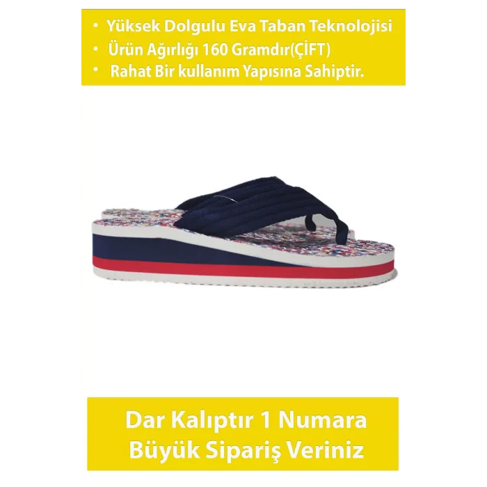 Hafif Yüksek Topuklu Parmak Arası Deniz Havuz Banyo Bahçe Kumsal Kadın Terliği 45016