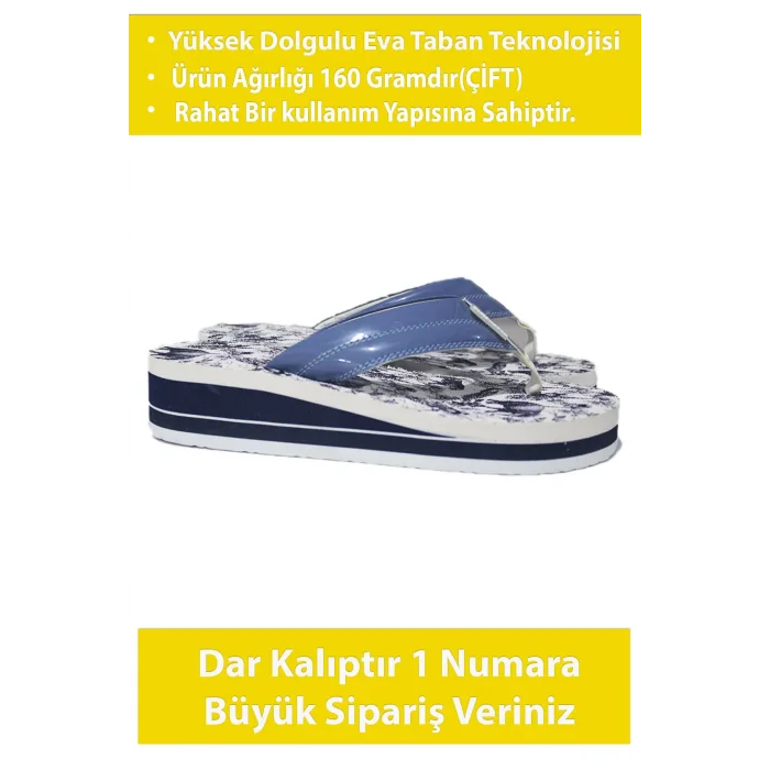 Hafif Yüksek Topuklu Parmak Arası Deniz Havuz Banyo Bahçe Kumsal Kadın Terliği 45016