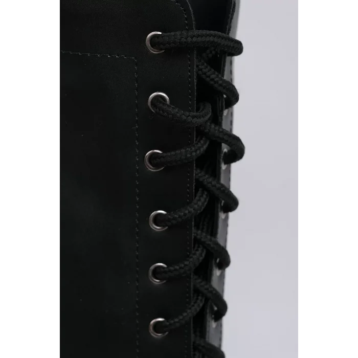 Rosemery Bağcıklı İçten Fermuarlı Vegan Deri Termal Siyah Kauçuk Bot 45024