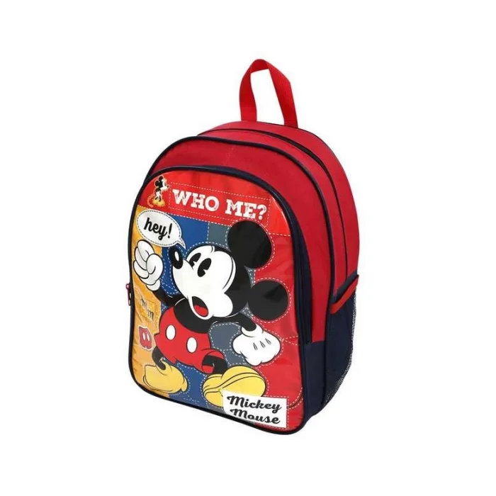 Disney Mickey Mouse Lisanslı Beslenmeli İlkokul Çantası Kırmızı Siyah Wide Who Me