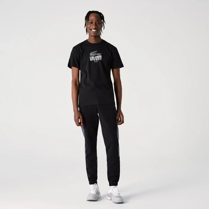 Erkek Siyah Regular Fit Bisiklet Yaka Baskılı Siyah T-Shirt Koszulka Tricko Polo TH1228-031