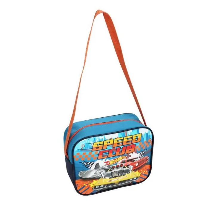 Hot Wheels Lisanslı Beslenmeli İlkokul Çantası Mavi-Turuncu Wide Speed Club