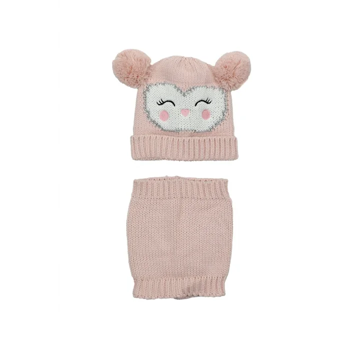 Kinetix Owl Set-g-2pr Pudra Kız Çocuk Atkı Bere OWL SET-G-2PR