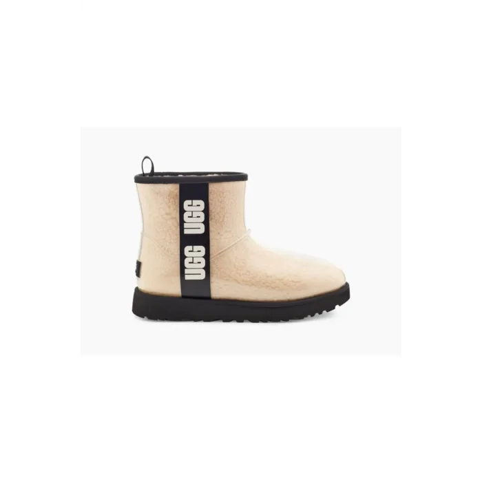 UGG Krem Kadın / Kız Bot 1113190 W Classic Clear Mini Natural / Black (naturel/sıyah)