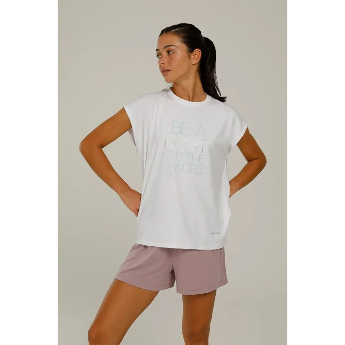 Lumberjack Lucy Slogan T-shır Kadın Kısa Kol Beyaz Baskılı T-shirt CT1014