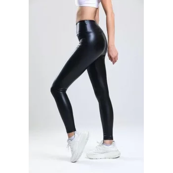 Lady Majestic Stella Toparlayıcı Push Up Yüksek Bel Vegan Deri Tayt 45029