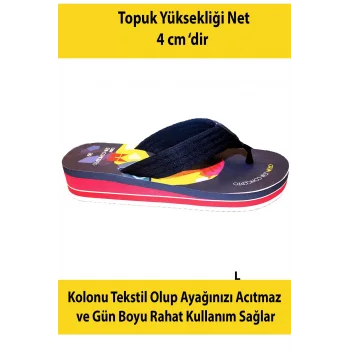 Kadın Eva Yüksek Tabanlı Tesktil Kolonlu Ultra Hafif Parmak Arası Plaj Terliği 45013