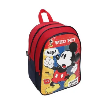Disney Mickey Mouse Lisanslı Beslenmeli İlkokul Çantası Kırmızı Siyah Wide Who Me