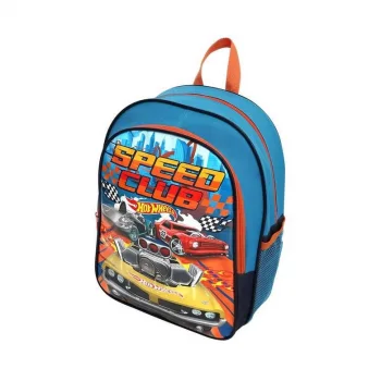 Hot Wheels Lisanslı Beslenmeli İlkokul Çantası Mavi-Turuncu Wide Speed Club