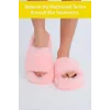 Supermark İthal Peluş Tüylü Termo Kauçuk Kaymaz Taban Çeyizlik Kadın Ev Terliği Pembe 45011