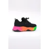 Kalın Taban Outdoor Kadın Sneaker Siyah Çok Renkli Ayakkabı 45020
