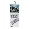 MF Product Jettpower Akım Korumalı 3 USB’li 6’lı Grup Priz 2 m Uzatma Kablosu Beyaz