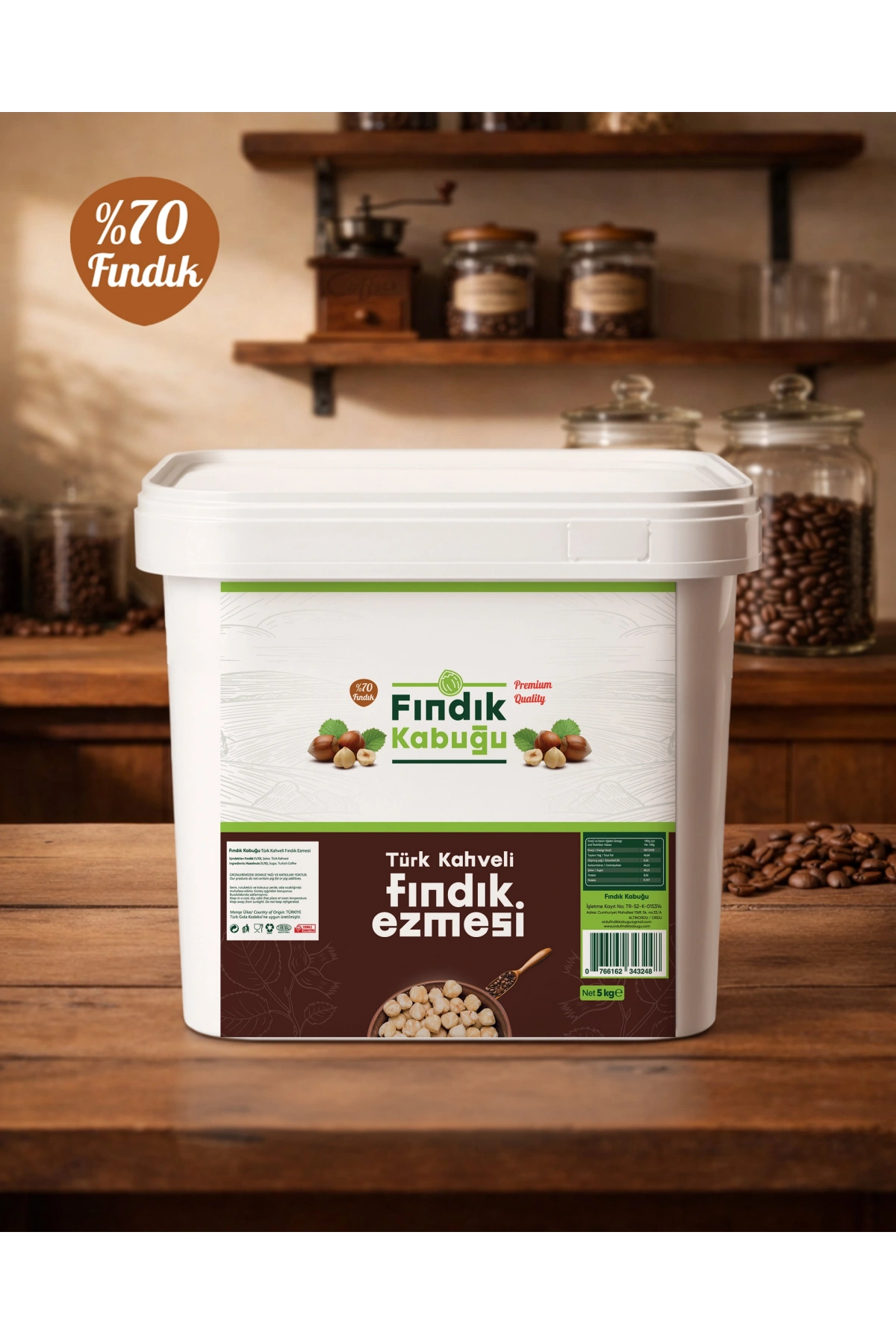 Fındık Kabuğu Türk Kahveli %70 Fındıklı Ezme 5 Kg
