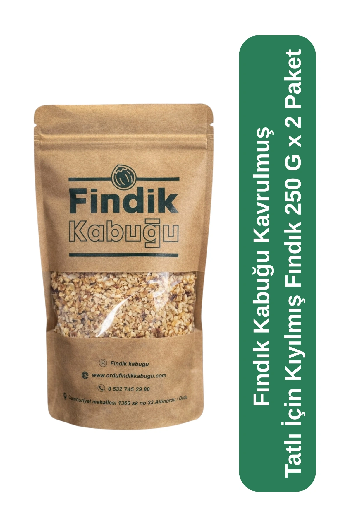 Fındık Kabuğu Kavrulmuş Tatlı İçin Kıyılmış Fındık 250 G x 2 Paket