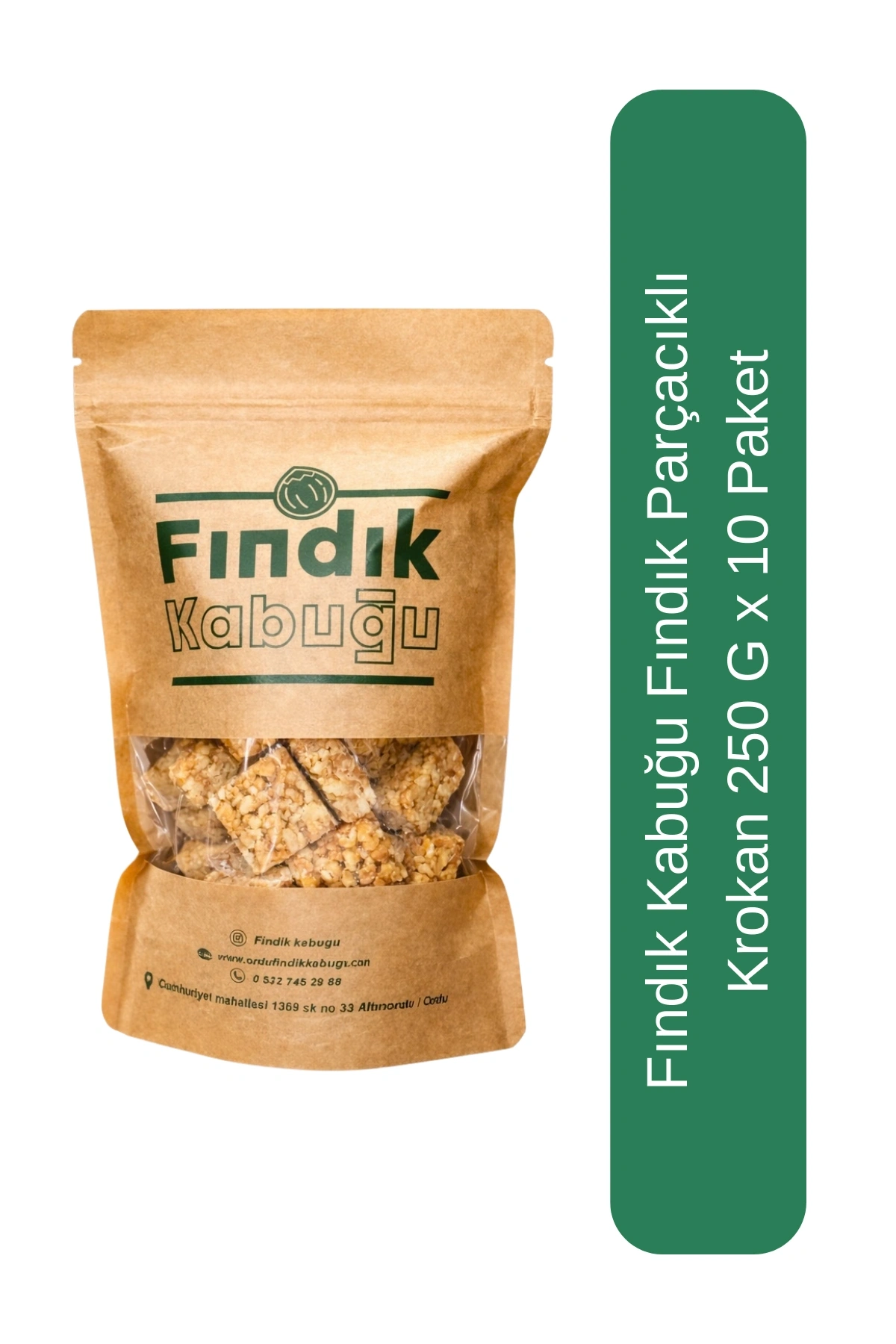 Fındık Kabuğu Fındık Parçacıklı Krokan 250 G x 10 Paket