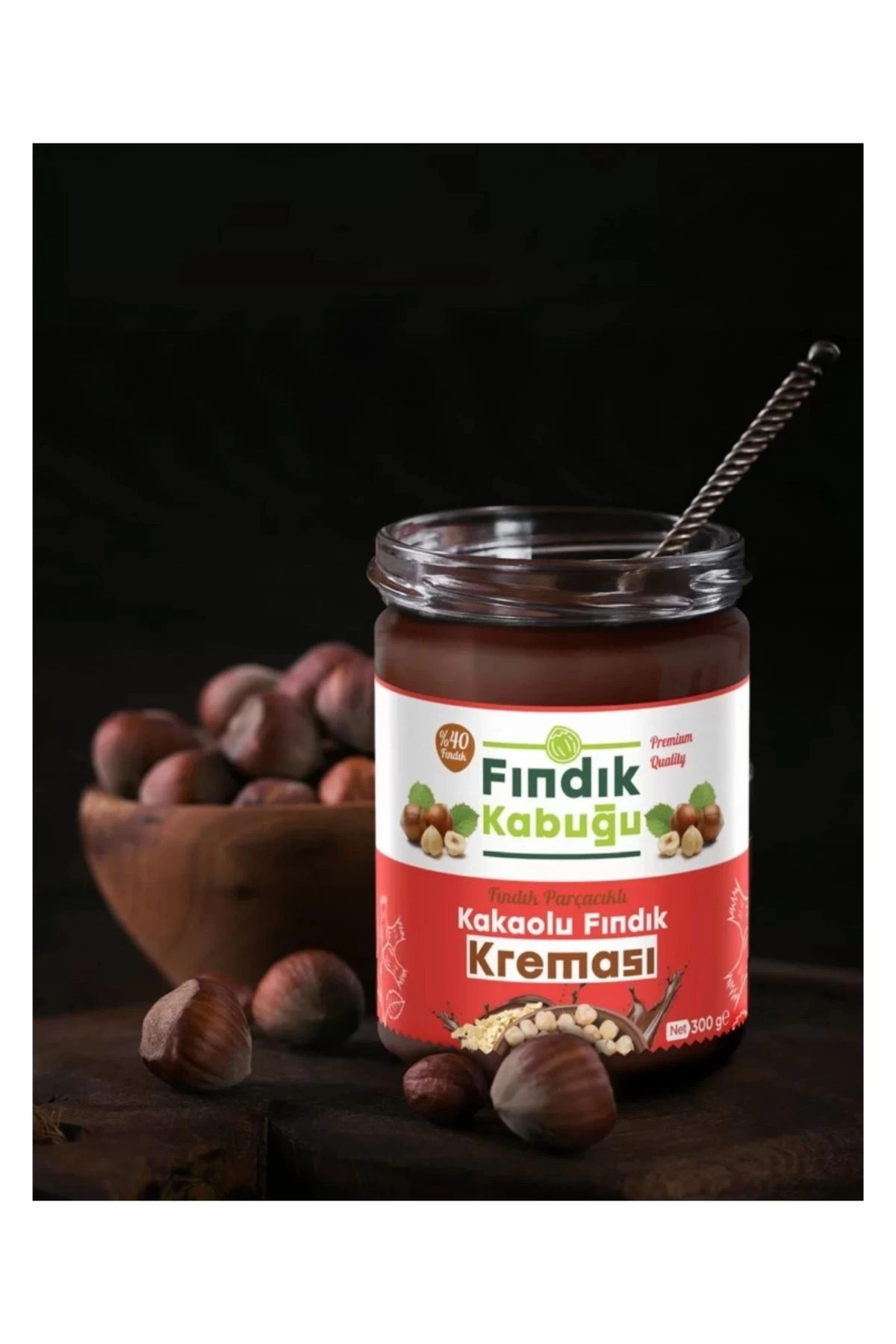 Fındık Kabuğu Fındık Parçacıklı Kakaolu %40 Fındık Kreması 300 gr x 2 Paket