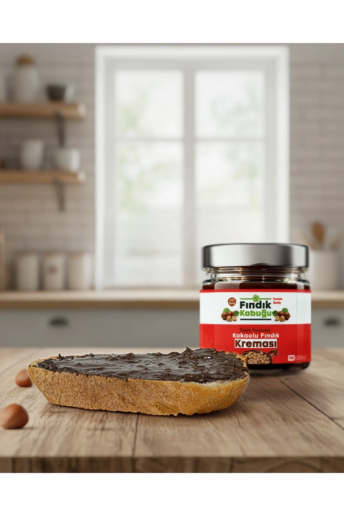 Fındık Kabuğu Fındık Parçacıklı Kakaolu %40 Fındık Kreması 200 gr