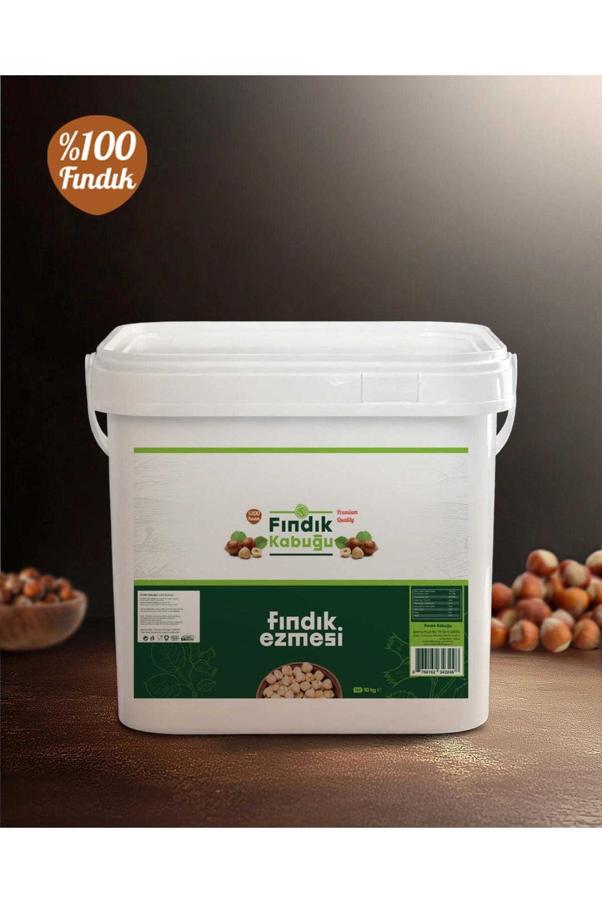 Fındık Kabuğu Şekersiz %100 Fındık Ezmesi 10 Kg