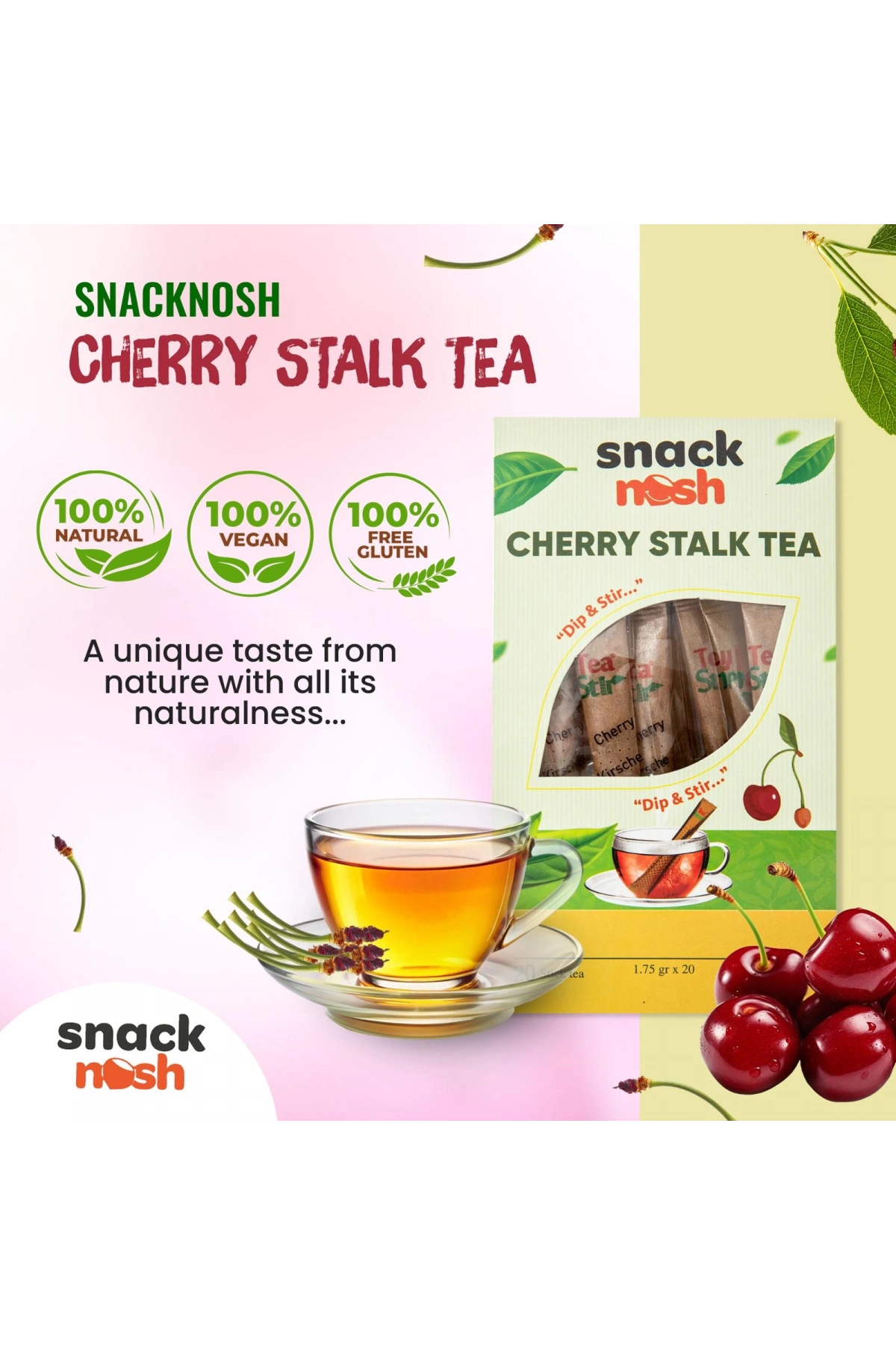 Snack Nash Stick Cherry Stalk Tea 35 g x 20 Adet