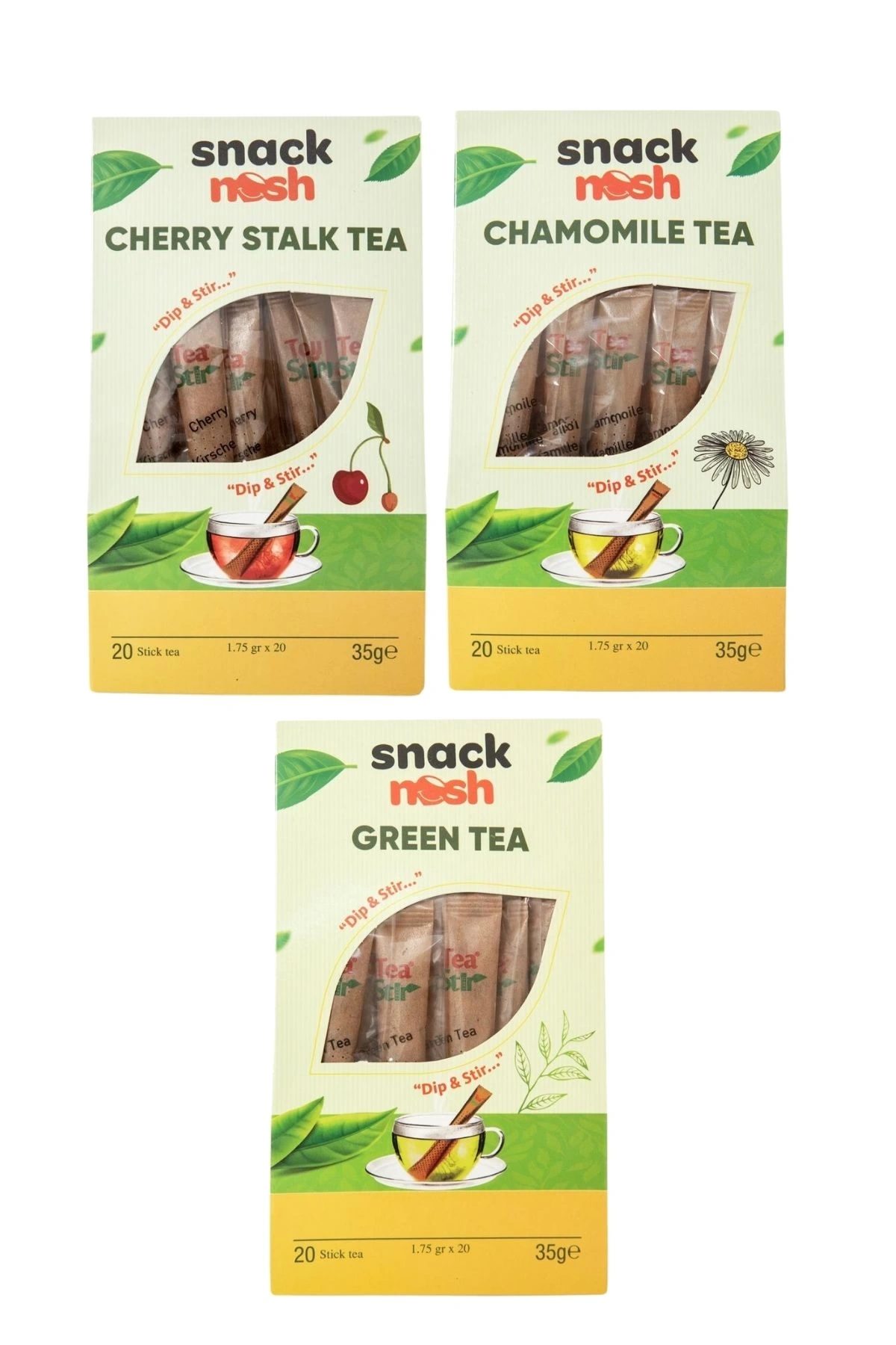 Stick Green Tea + Chamomile Tea + Cherry Stalk Tea 3lü Paket