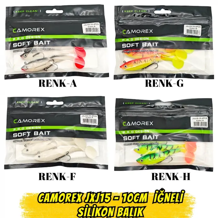 Camorex JXJ15 10cm 4lü İğneli Silikon Balık (Renk: A)