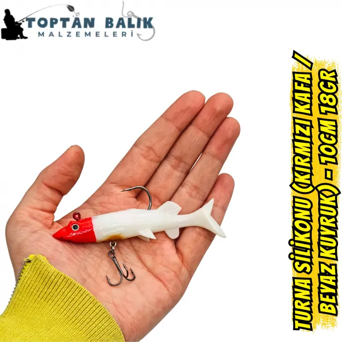 Fırsat Paketi: Turna Silikonu 10cm 18gr - Kırmızı Kafa Beyaz (5’li Set)
