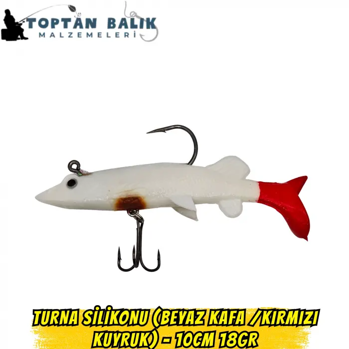 Fırsat Paketi: Turna Silikonu 10cm 18gr - Beyaz Kafa Kırmızı Kuyruk (5’li Set)